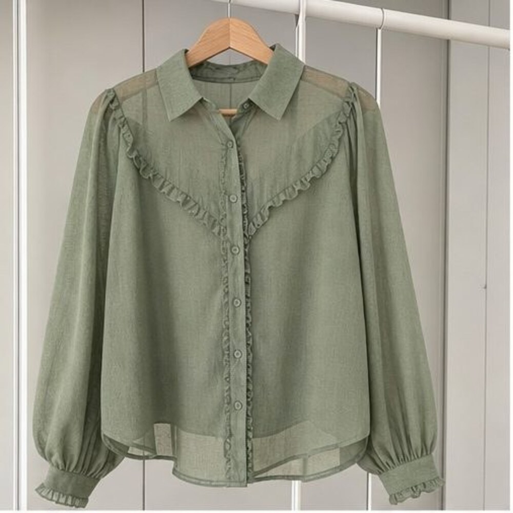 Sage Button Blouse